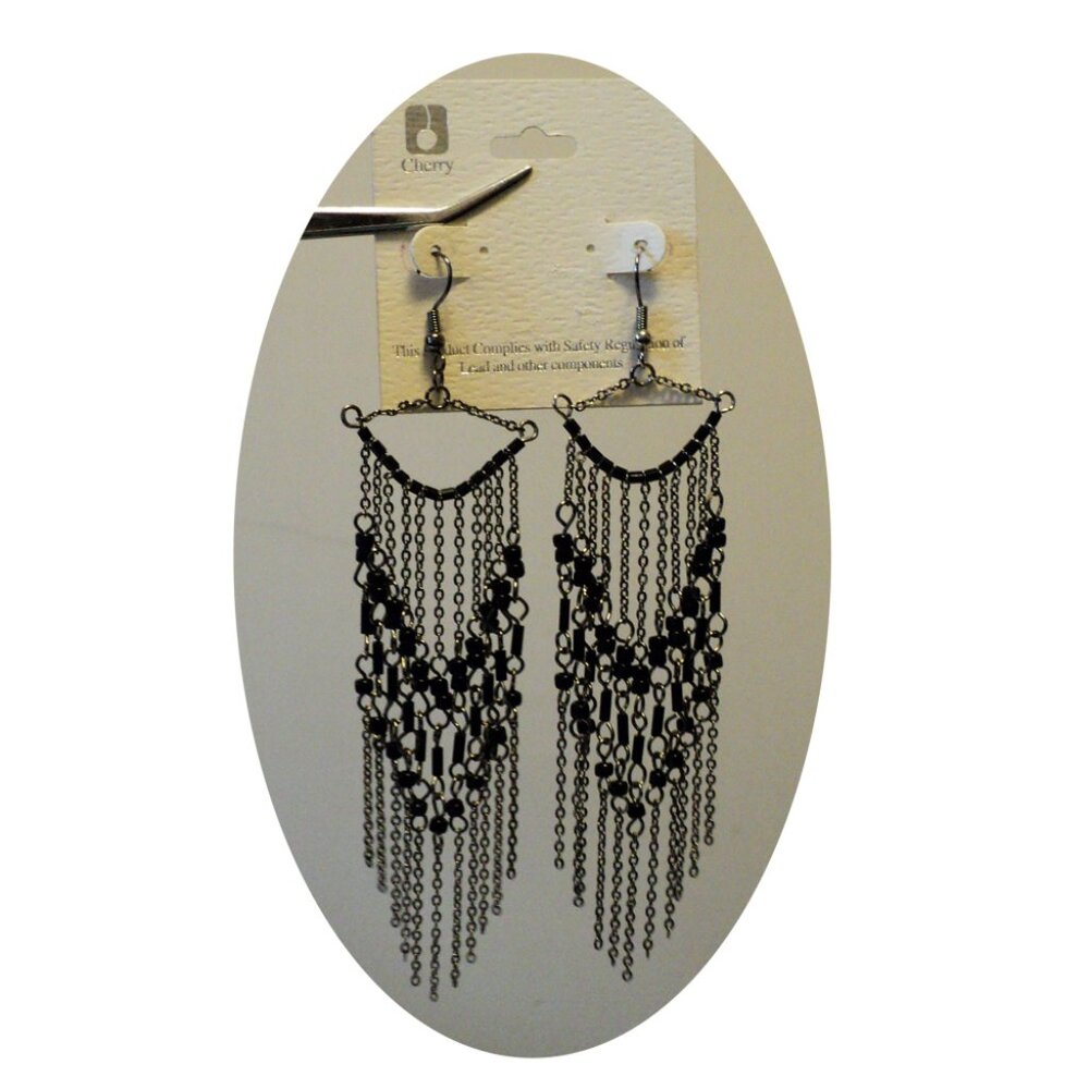 NEW Handcrafted Small Black Beads Drop Earrings Women Fashion Jewelry Gifts